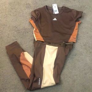 Adidas tech fit active wear cream and brown women’.